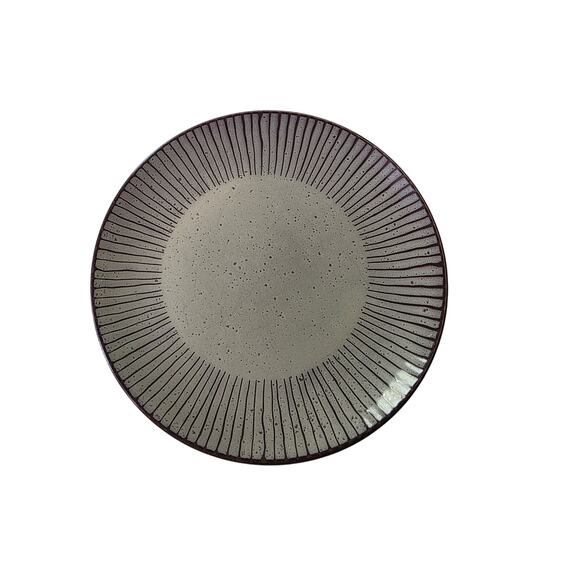 OVER AND BACK Cream Brown Swirl Back to Origins 8.25" Salad Plates Set of 2 - Picture 1 of 6